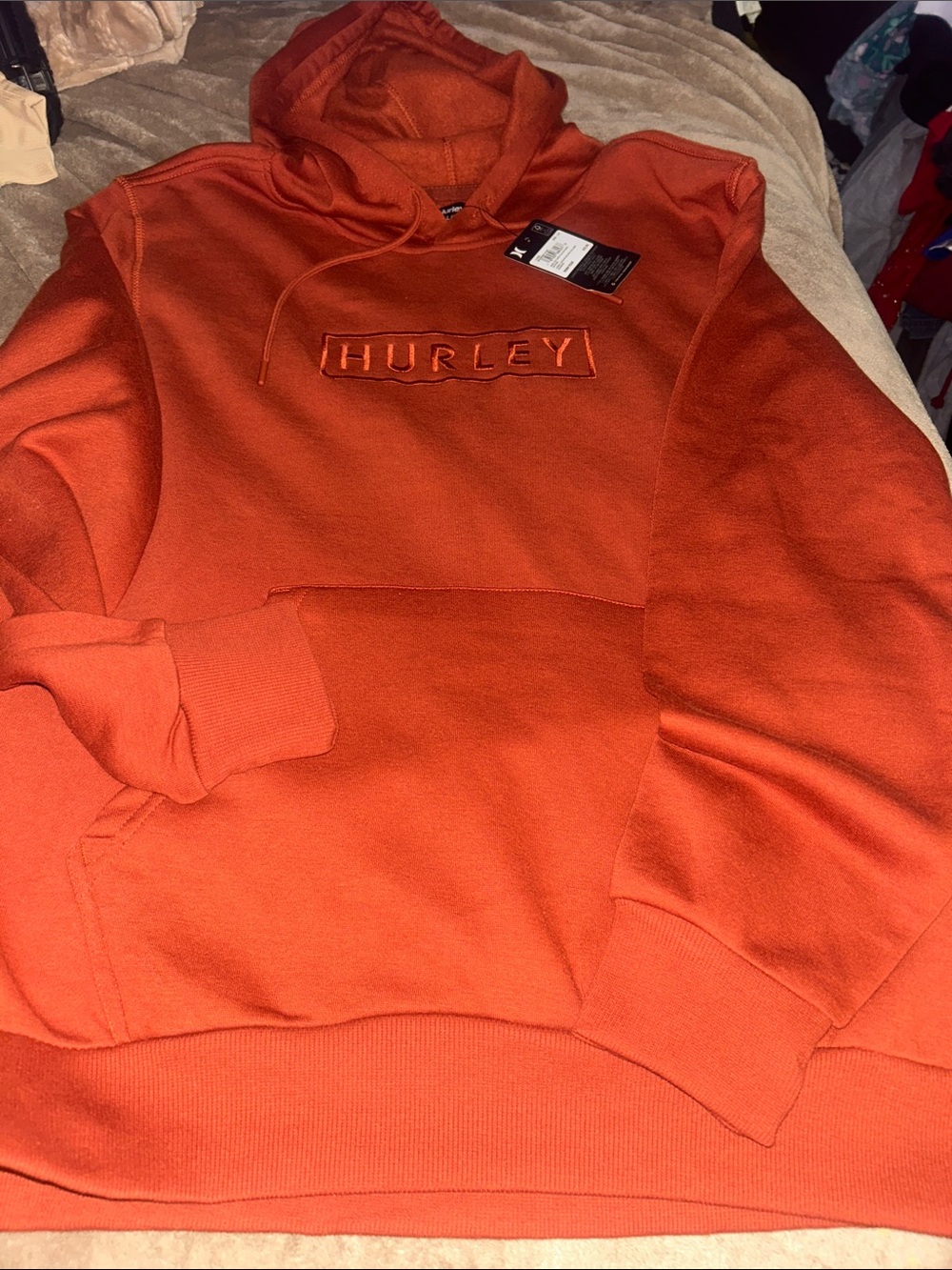 Hurley Men's Orange Hooded Pullover Sweatshirt